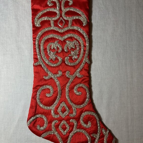 Beautiful beaded Christmas stocking - Picture 1 of 4